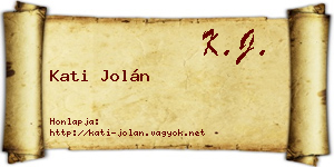 Kati Jolán névjegykártya